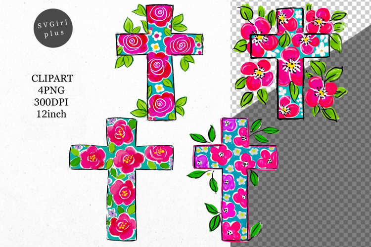 Cross clipart, Jesus, Easter clipart, Whimsical Clipart