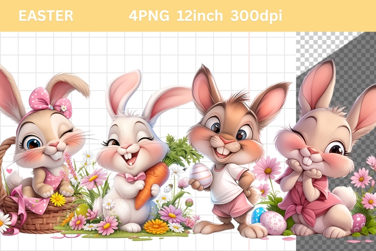 Bunny Clipart, Easter Clipart, Whimsical Clipart,