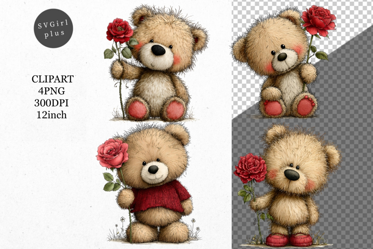 Teddy Bear PNG, Mothers Day PNG, Whimsical Clipart,