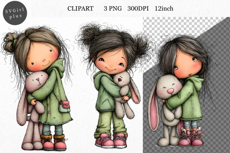 Girl Clipart, Easter Clipart, Whimsical Clipart,