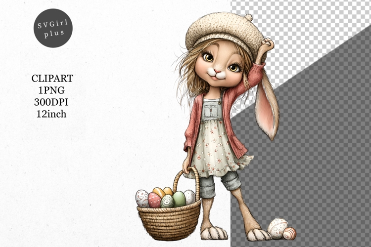 Bunny Clipart, Easter Clipart, Whimsical Clipart,