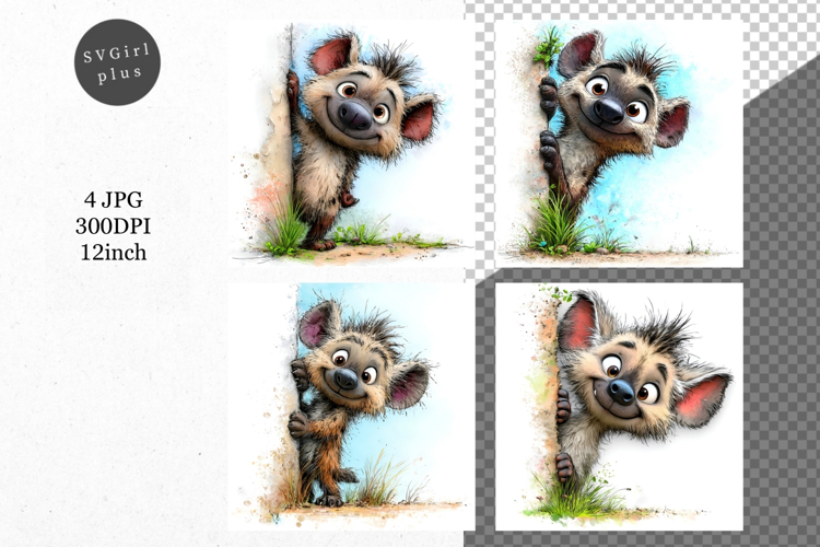 Hyena JPG, Peeking hyena, Whimsical JPG,