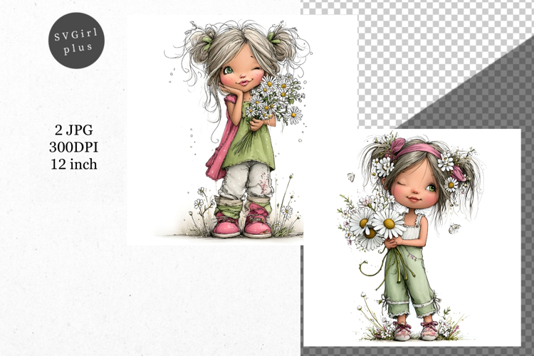 Spring Girl, Whimsical JPG, JPG, Junk journal,