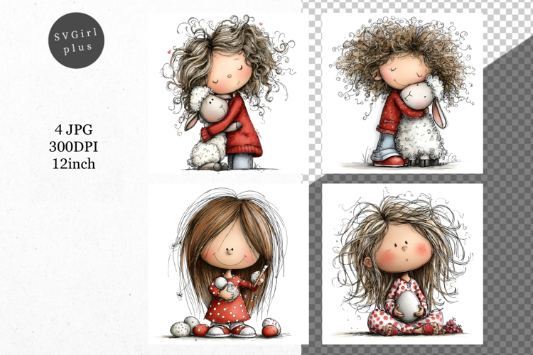 Easter Girl, Whimsical JPG, JPG, Junk journal,