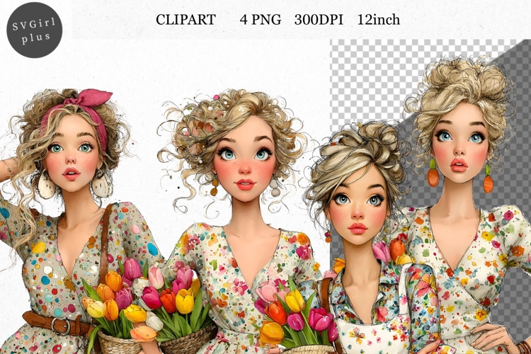 Girl PNG, Spring Girl Clipart, Whimsical Clipart