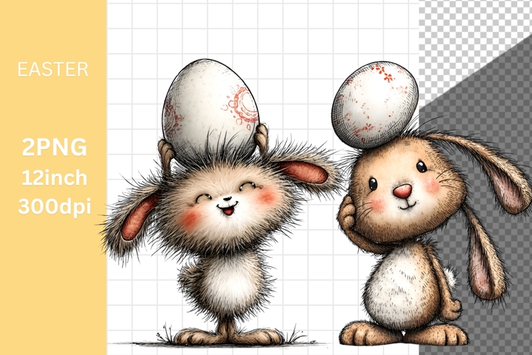 Bunny Clipart, Easter Clipart, Whimsical Clipart,