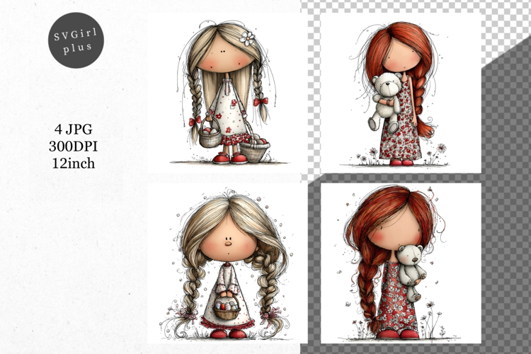 Girl, Whimsical JPG, JPG, Junk journal,