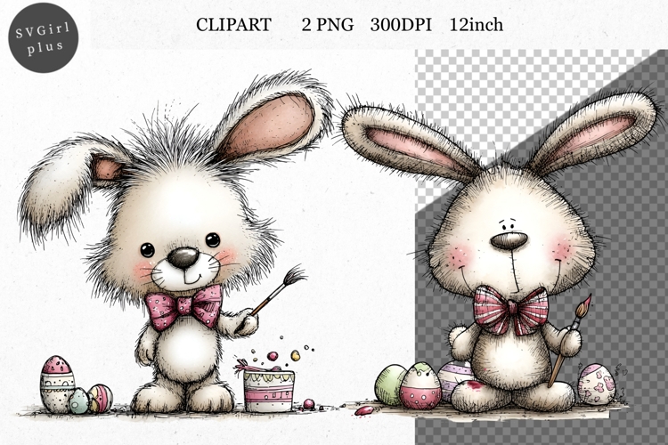 Bunny Clipart, Easter Clipart, Whimsical Clipart,