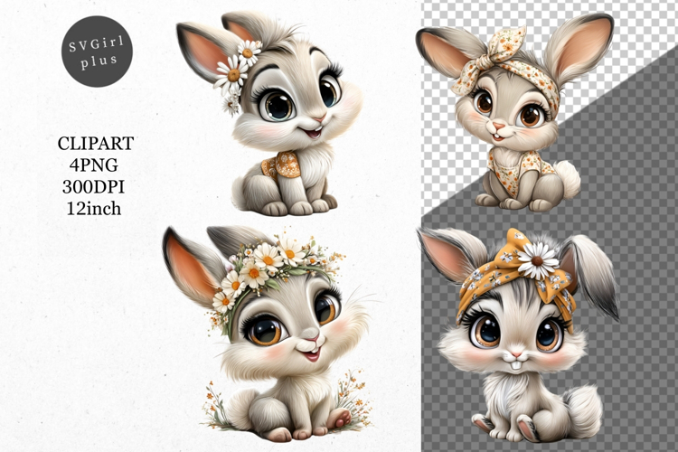 Bunny Clipart, Easter Clipart, Whimsical Clipart,