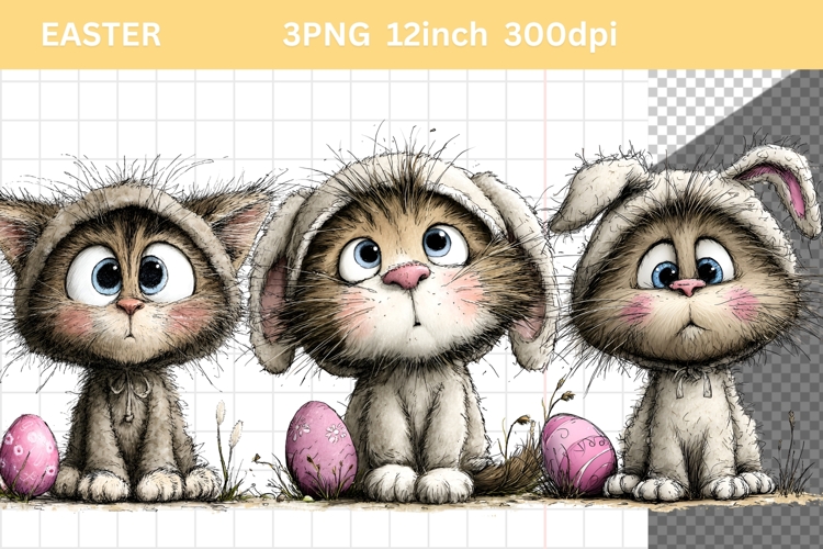 Cat Clipart, Easter Clipart, Whimsical Clipart,
