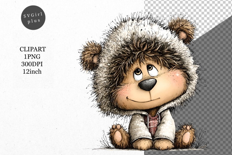 Teddy Bear Clipart, Winter Clipart, Whimsical Clipart