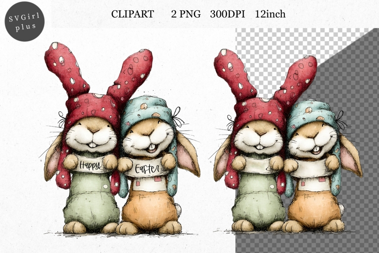 Bunny Clipart, Sign Clipart, Whimsical Clipart,
