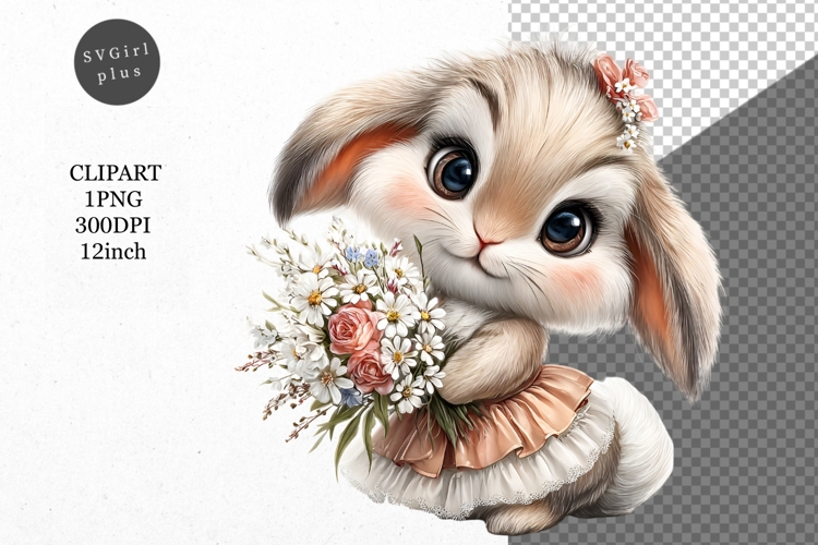 Bunny Clipart, Easter Clipart, Whimsical Clipart,