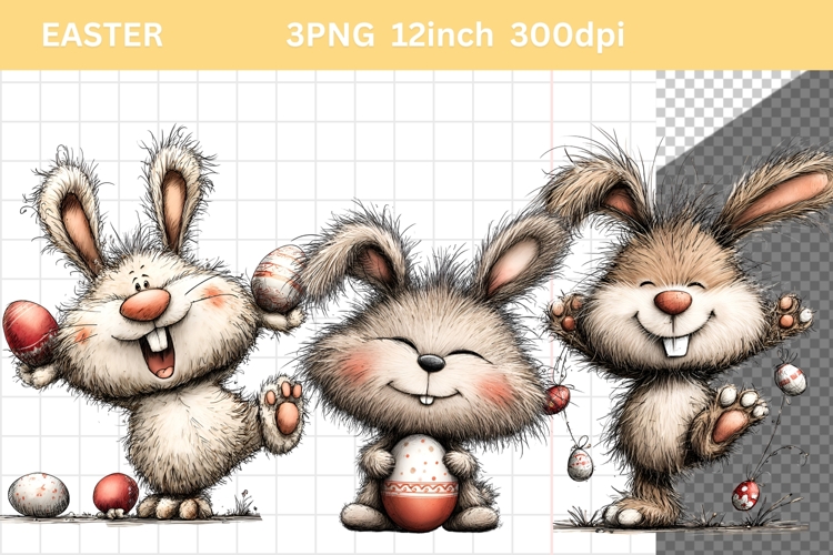 Bunny Clipart, Easter Clipart, Whimsical Clipart,