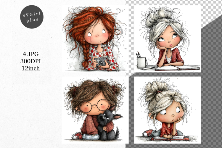 Girl, Whimsical JPG, JPG, Junk journal,