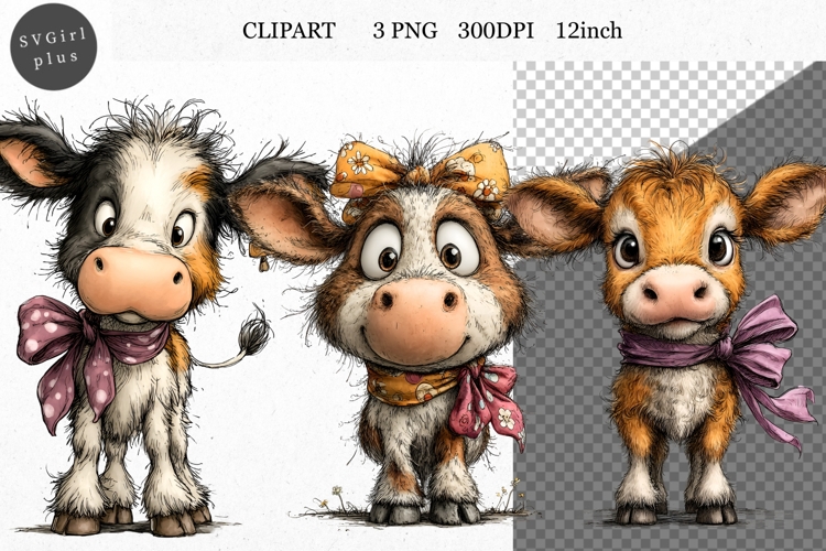 Cow Clipart, Farm Clipart, Whimsical Clipart