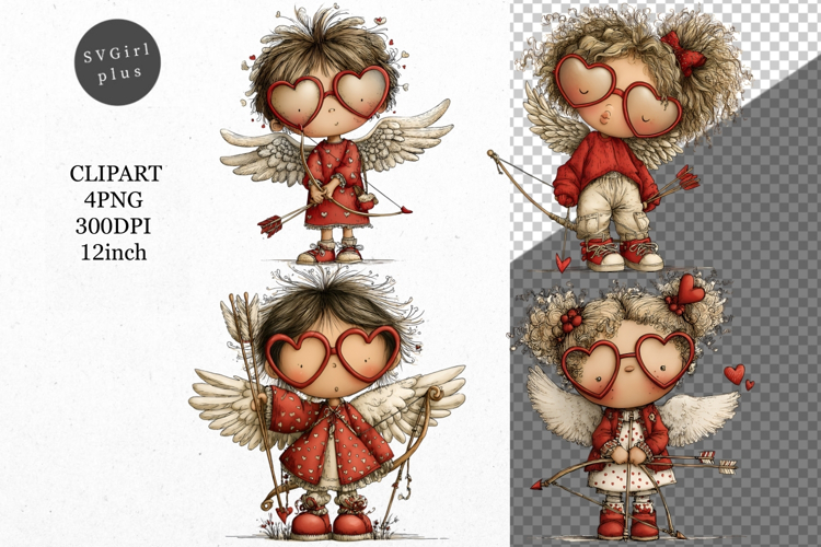 Cupid Clipart, Valentines Day Clipart, Whimsical