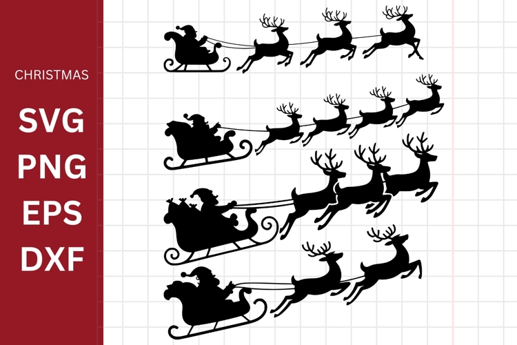 Christmas Silhouette SVG, Santa And Reindeer