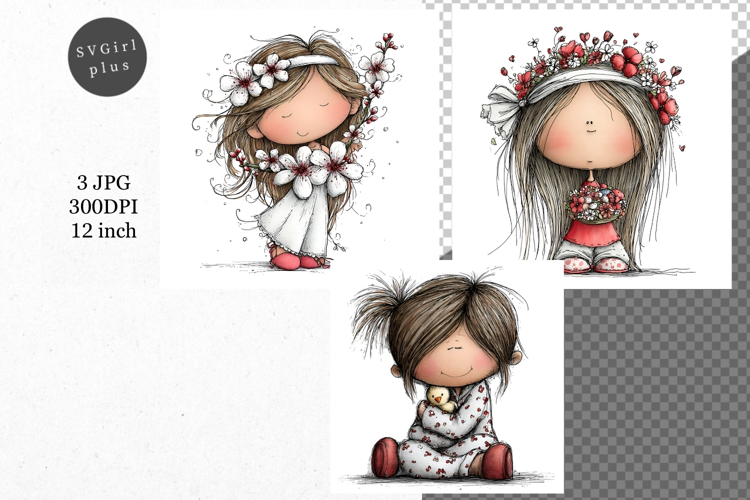 Easter Girl, Whimsical JPG, JPG, Junk journal,