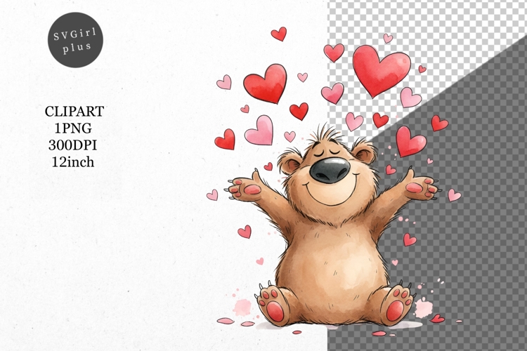 Bear Clipart, Valentines Day Clipart, Whimsical Clipart
