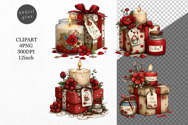 Gift box PNG, Mothers Day PNG, Whimsical Clipart,