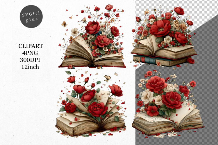 Open Book PNG, Mothers Day PNG, Whimsical Clipart,
