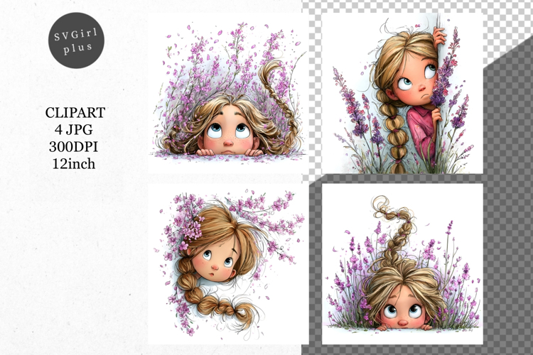 Peeking Girl, Whimsical JPG, JPG, Junk journal,