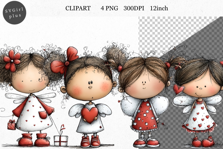 Girl Clipart, LoveClipart, Whimsical Clipart,