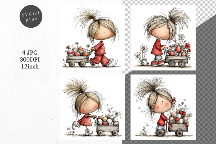 Easter Girl, Whimsical JPG, JPG, Junk journal,