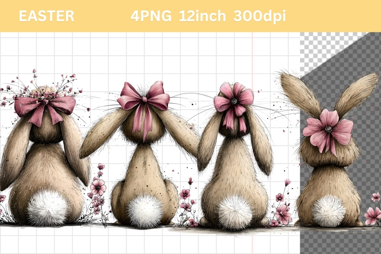 Bunny Clipart, Easter Clipart, Whimsical Clipart,