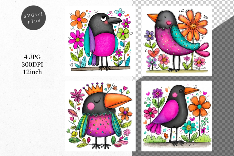 Crow, Whimsical JPG, JPG, Junk journal,