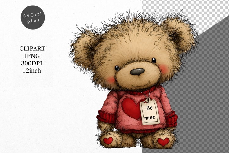Teddy Bear Clipart, Valentines Day Clipart, Whimsical Clipar