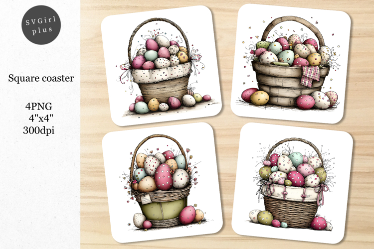 Easter coasters, Spring coasters, Basket Coaster