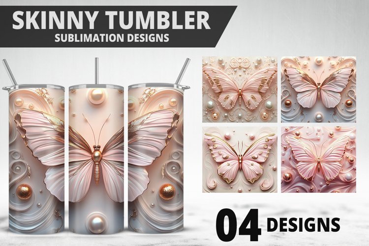 3D Butterfly 20 oz Tumbler Design| Butterfly Flower Tumbler example image 1