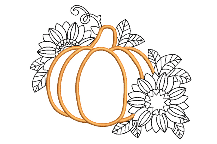 Floral Pumpkin Embroidery Design