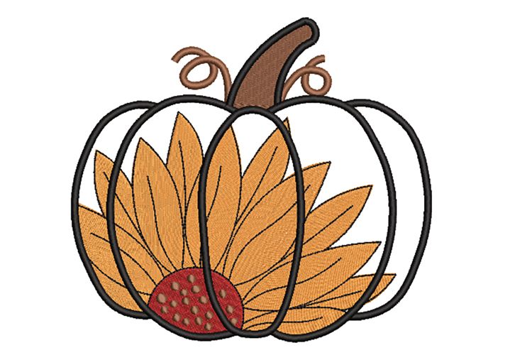 Pumpkin with sunflower Embroidery Design