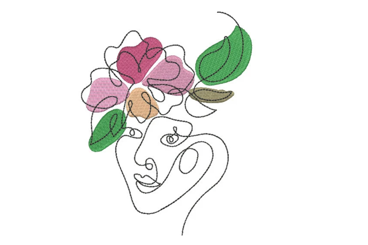 Floral woman Machine Embroidery Design