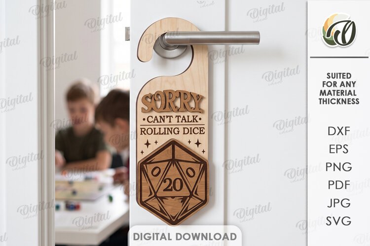 RPG Door Hanger Laser Cut. Door Knob Hanger SVG example image 1
