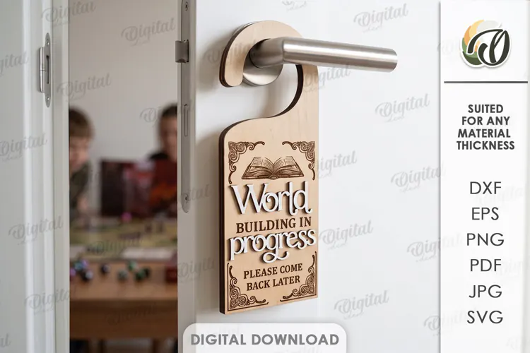 RPG Door Hanger Laser Cut. Door Knob Hanger SVG