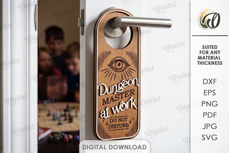 RPG Door Hanger Laser Cut. Door Knob Hanger SVG example image 1