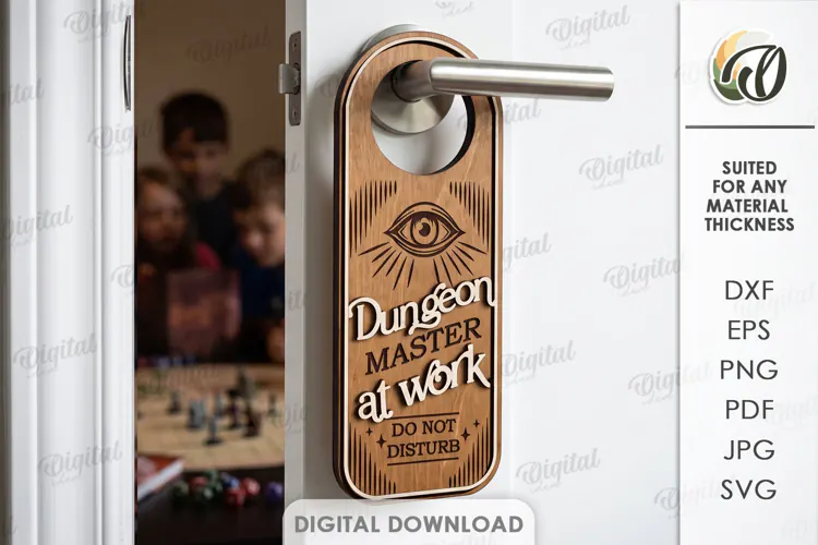 RPG Door Hanger Laser Cut. Door Knob Hanger SVG