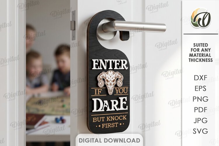 RPG Door Hanger Laser Cut. Door Knob Hanger SVG example image 1