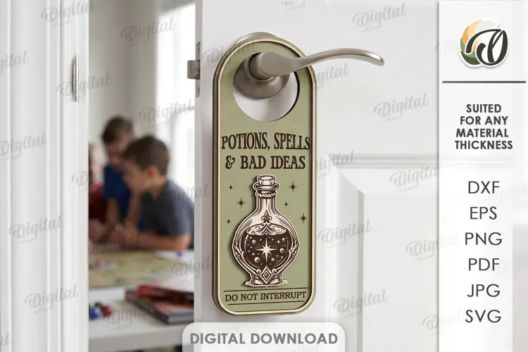 RPG Door Hanger Laser Cut. Door Knob Hanger SVG