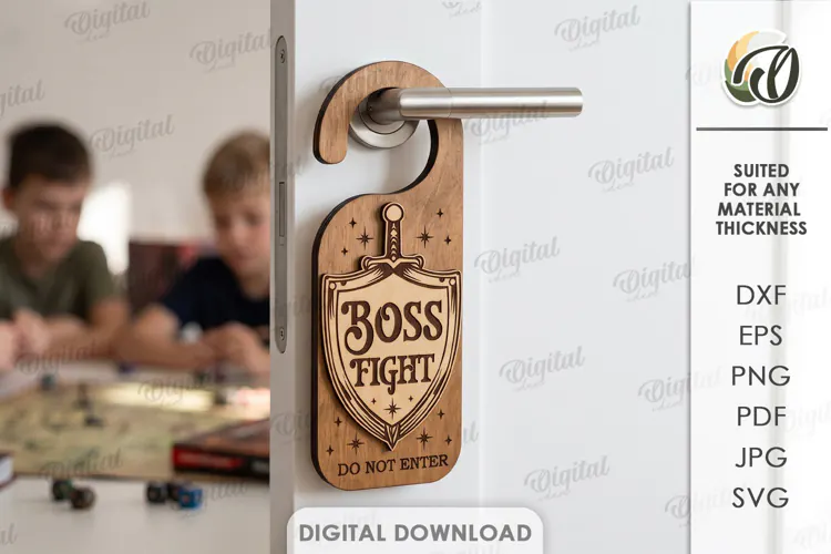 RPG Door Hanger Laser Cut. Door Knob Hanger SVG