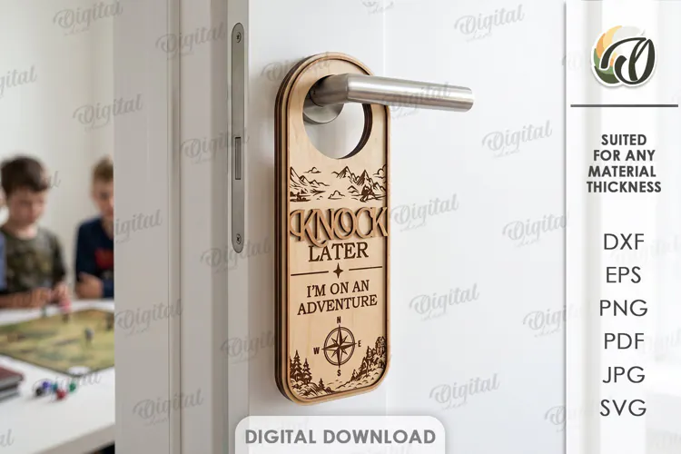 RPG Door Hanger Laser Cut. Door Knob Hanger SVG