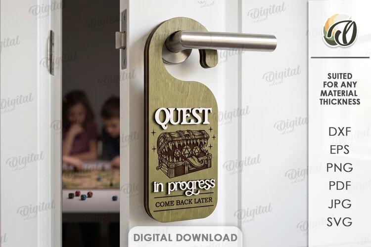 RPG Door Hanger Laser Cut. Door Knob Hanger SVG example image 1