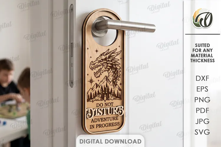 RPG Door Hanger Laser Cut. Door Knob Hanger SVG