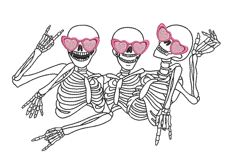 Valentine Ghosts embroidery design