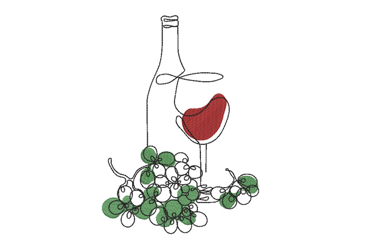 Wine Glasses Embroidery Design Wine Lover