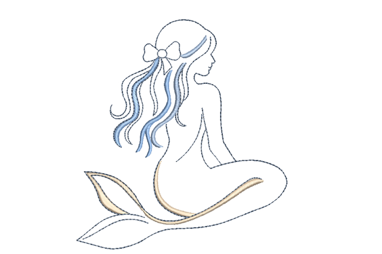 Mermaid Bow Embroidery Design Nautical Beach Decor
